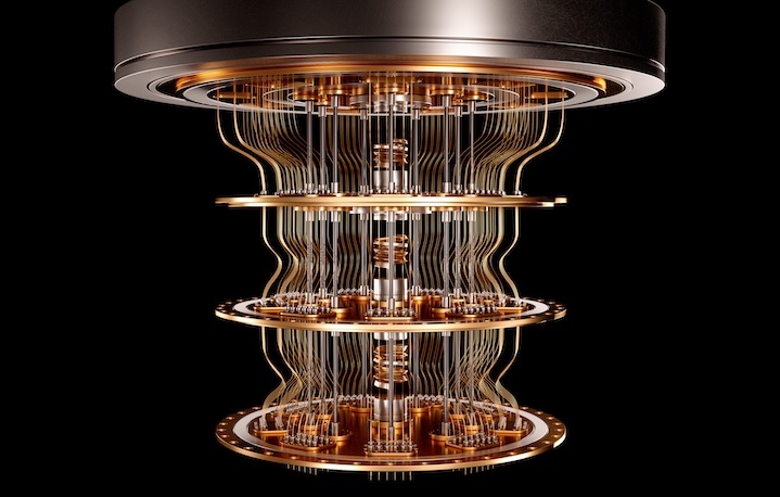 Quantum computer black background 3d render